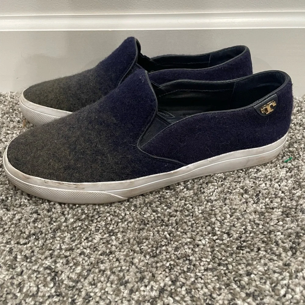 Tory Burch blue/green ombré slip on loafers, size 8.5